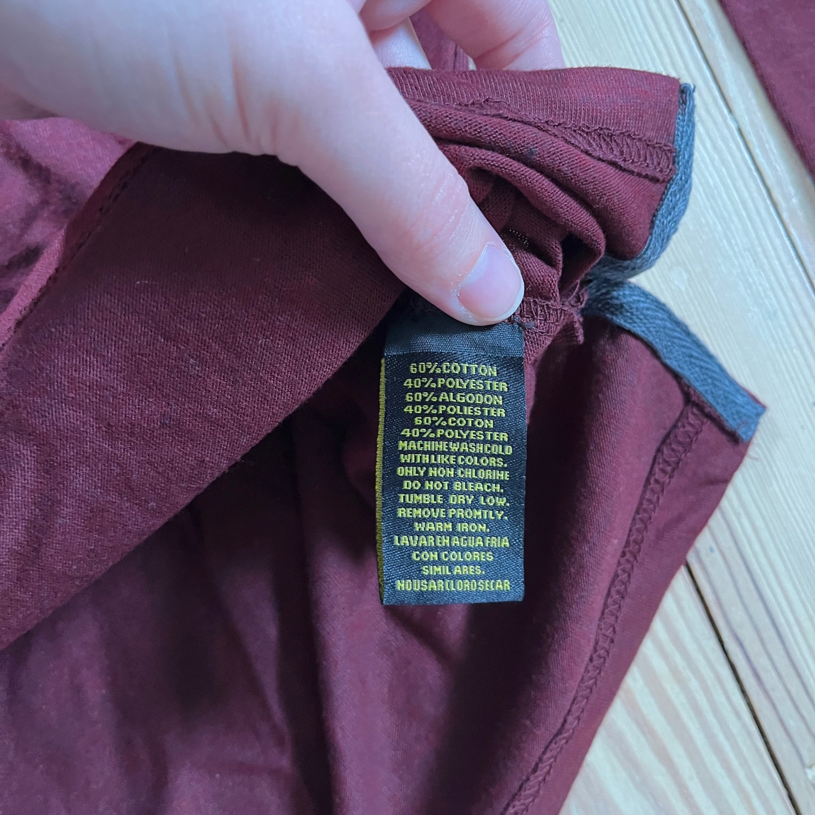 Stanley Workwear Mens Large Burgundy Heather Long Sleeve Pocket Tee Shirt Nwt — image 7 of 8
